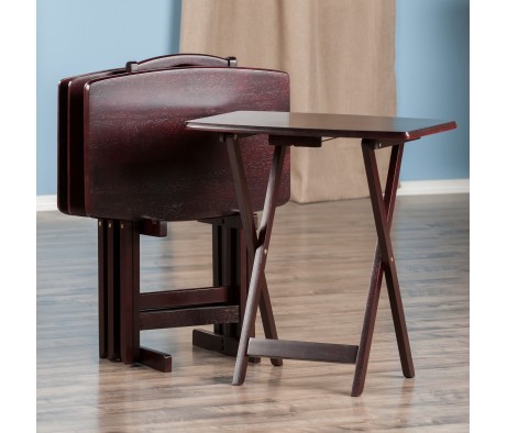 5-Pc Snack Table Set, Oversized, 25' Tall, 23' Wide, Espresso