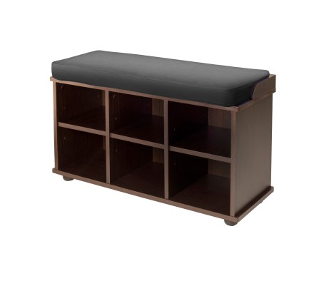 Townsend 6-Cube Storage Bench with Seat Cushion, Espresso and Black