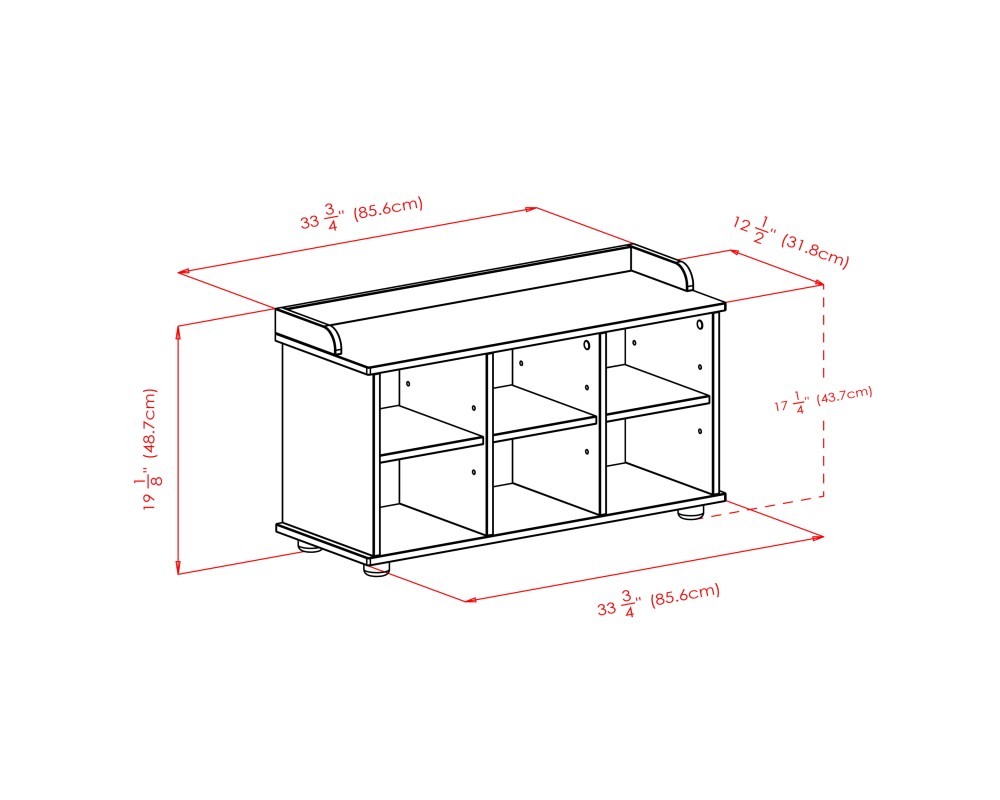 Townsend 6-Cube Storage Bench with Seat Cushion, Espresso and Black
