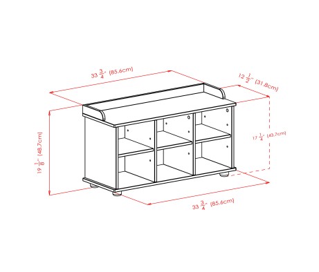 Townsend 6-Cube Storage Bench with Seat Cushion, Espresso and Black