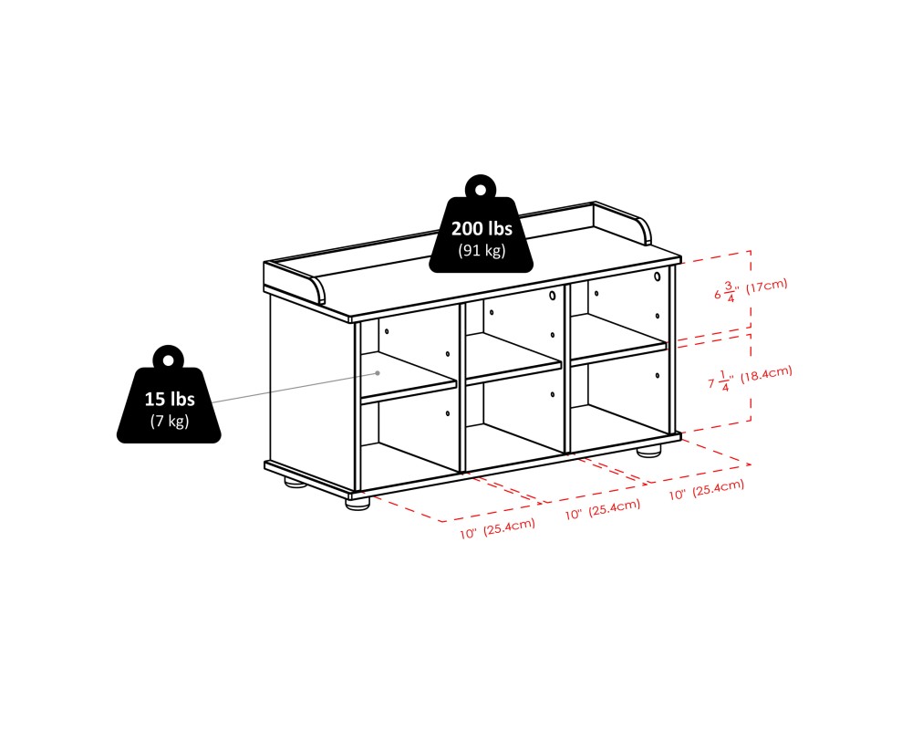 Townsend 6-Cube Storage Bench with Seat Cushion, Espresso and Black