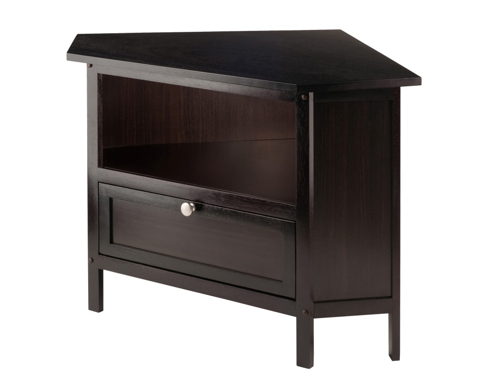 Zena Corner TV Stand with Storage, 35' Wide, 22' High, Espresso