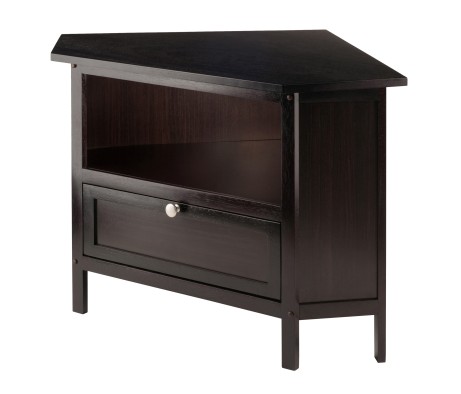 Zena Corner TV Stand with Storage, 35' Wide, 22' High, Espresso