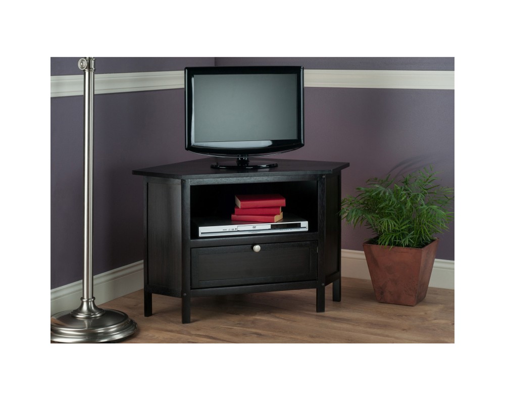 Zena Corner TV Stand with Storage, 35' Wide, 22' High, Espresso