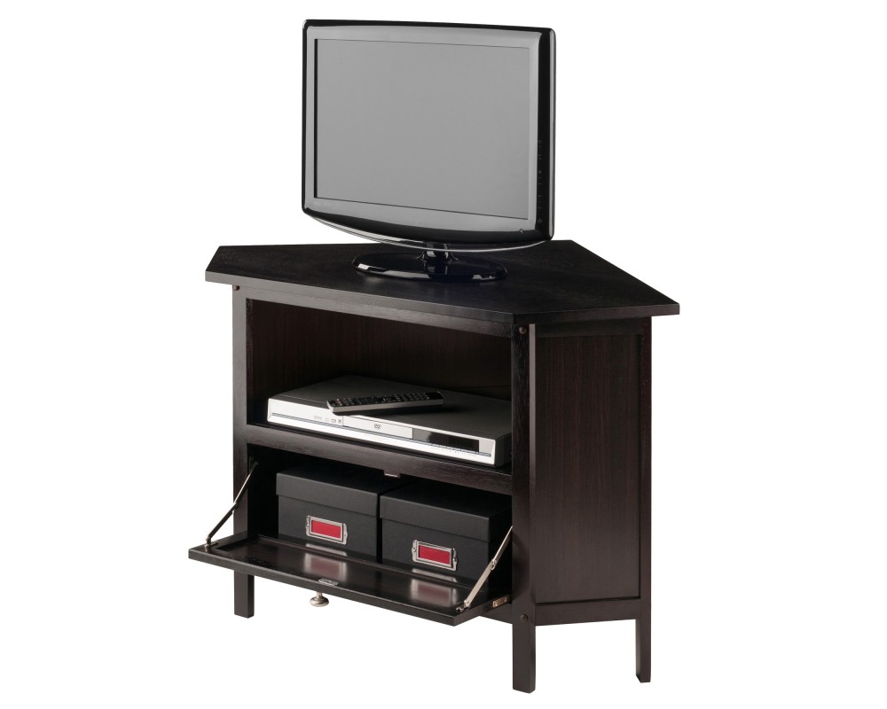 Zena Corner TV Stand with Storage, 35' Wide, 22' High, Espresso