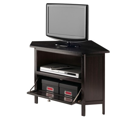 Zena Corner TV Stand with Storage, 35' Wide, 22' High, Espresso