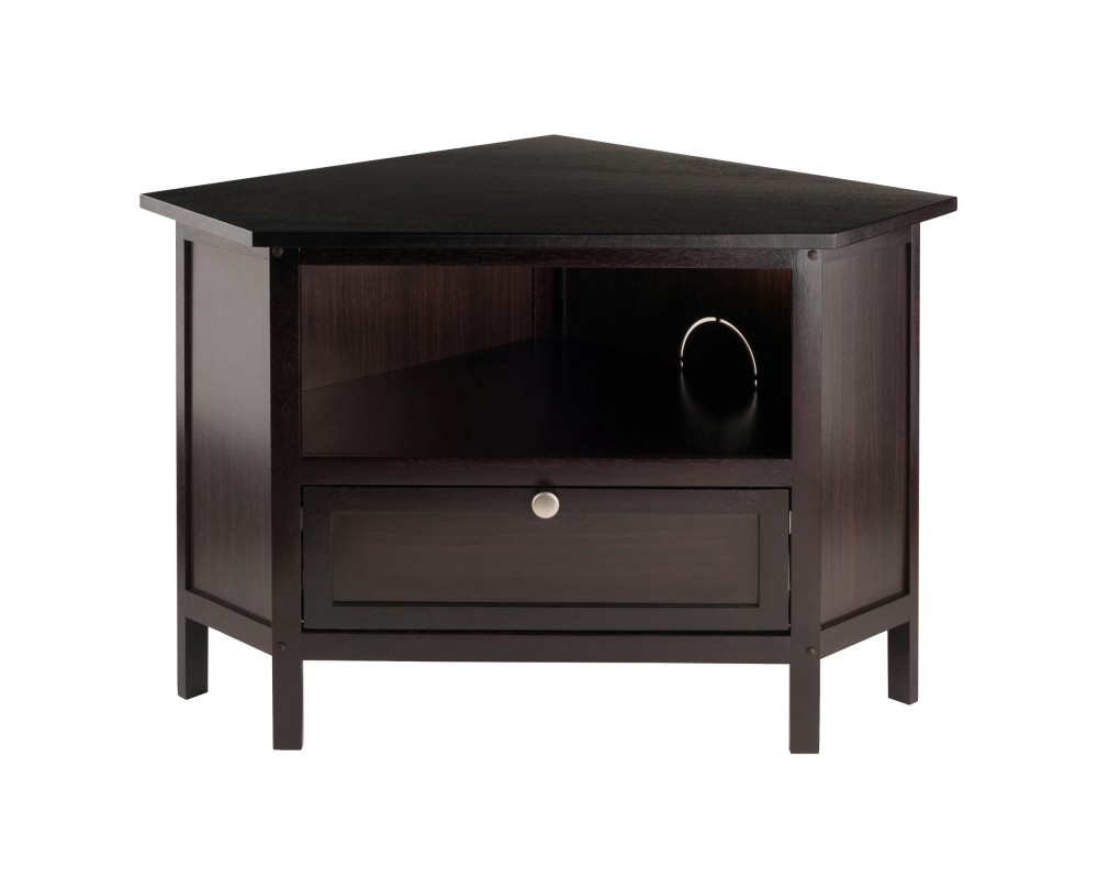 Zena Corner TV Stand with Storage, 35' Wide, 22' High, Espresso