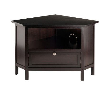 Zena Corner TV Stand with Storage, 35' Wide, 22' High, Espresso