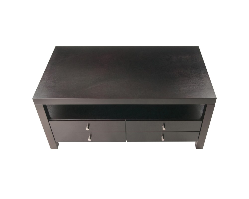 Copenhagen Coffee Table with Large Shelf and Drawers, 40' Wide, 18' High, Espresso