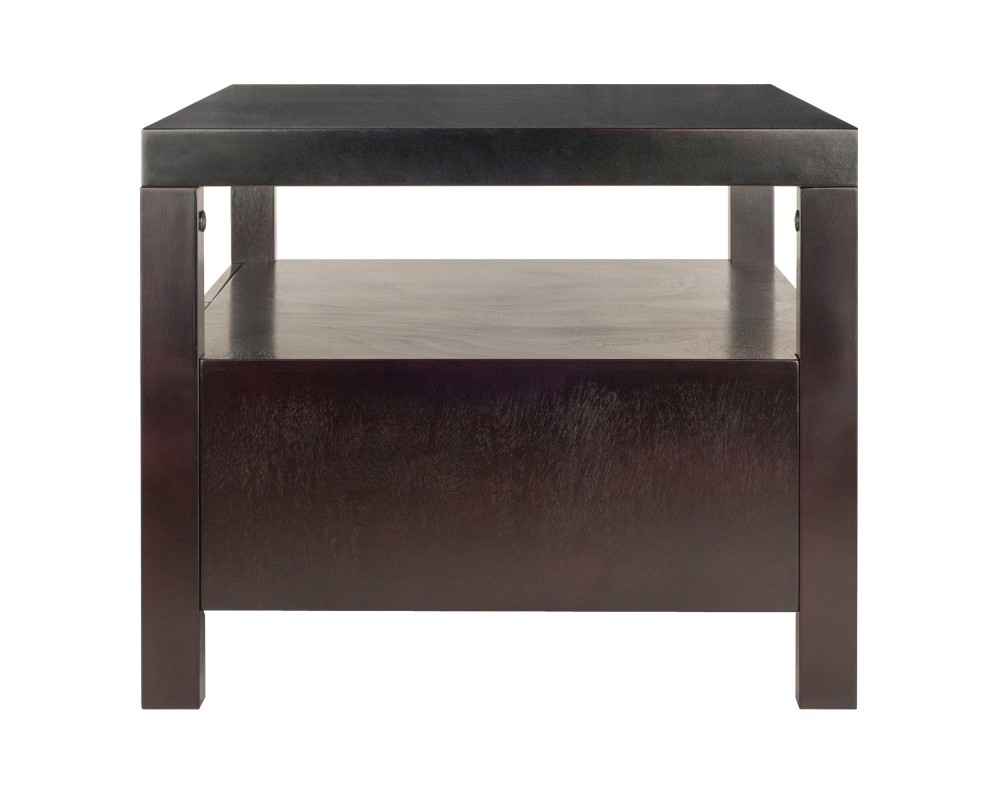 Copenhagen Coffee Table with Large Shelf and Drawers, 40' Wide, 18' High, Espresso
