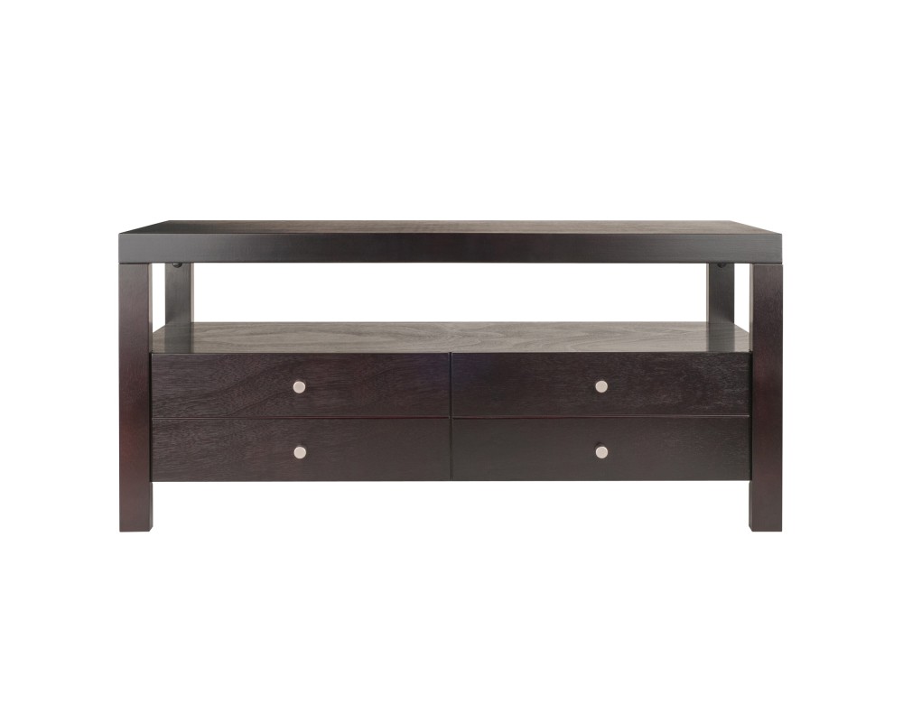 Copenhagen Coffee Table with Large Shelf and Drawers, 40' Wide, 18' High, Espresso
