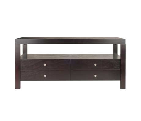 Copenhagen Coffee Table with Large Shelf and Drawers, 40' Wide, 18' High, Espresso