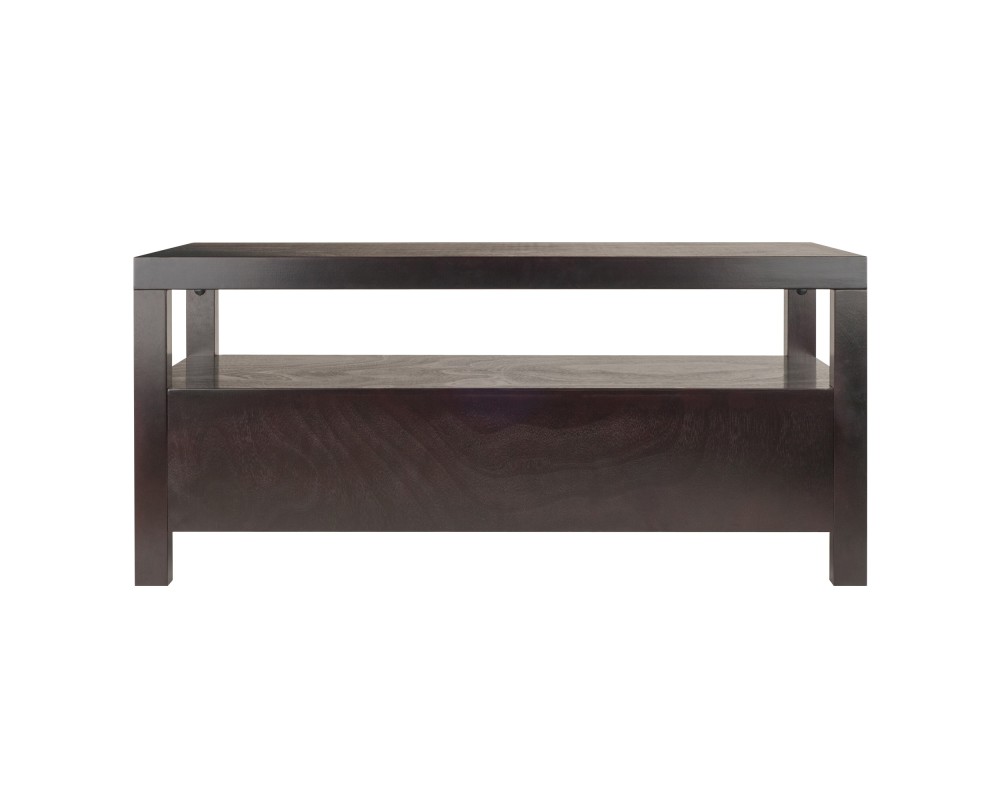 Copenhagen Coffee Table with Large Shelf and Drawers, 40' Wide, 18' High, Espresso