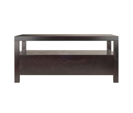 Copenhagen Coffee Table with Large Shelf and Drawers, 40' Wide, 18' High, Espresso