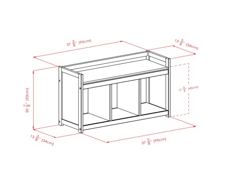 Addison Storage Bench with 3 Drawers, 3 Fabric Baskets, 38 Wide, 22 High, Espresso and Beige