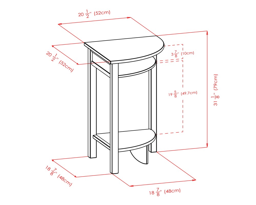 Liso Corner Table, 20' Wide, 31' High, Espresso