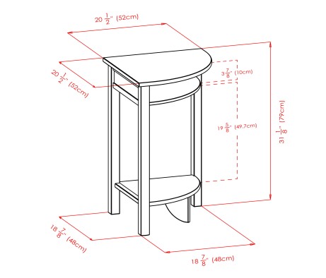 Liso Corner Table, 20' Wide, 31' High, Espresso