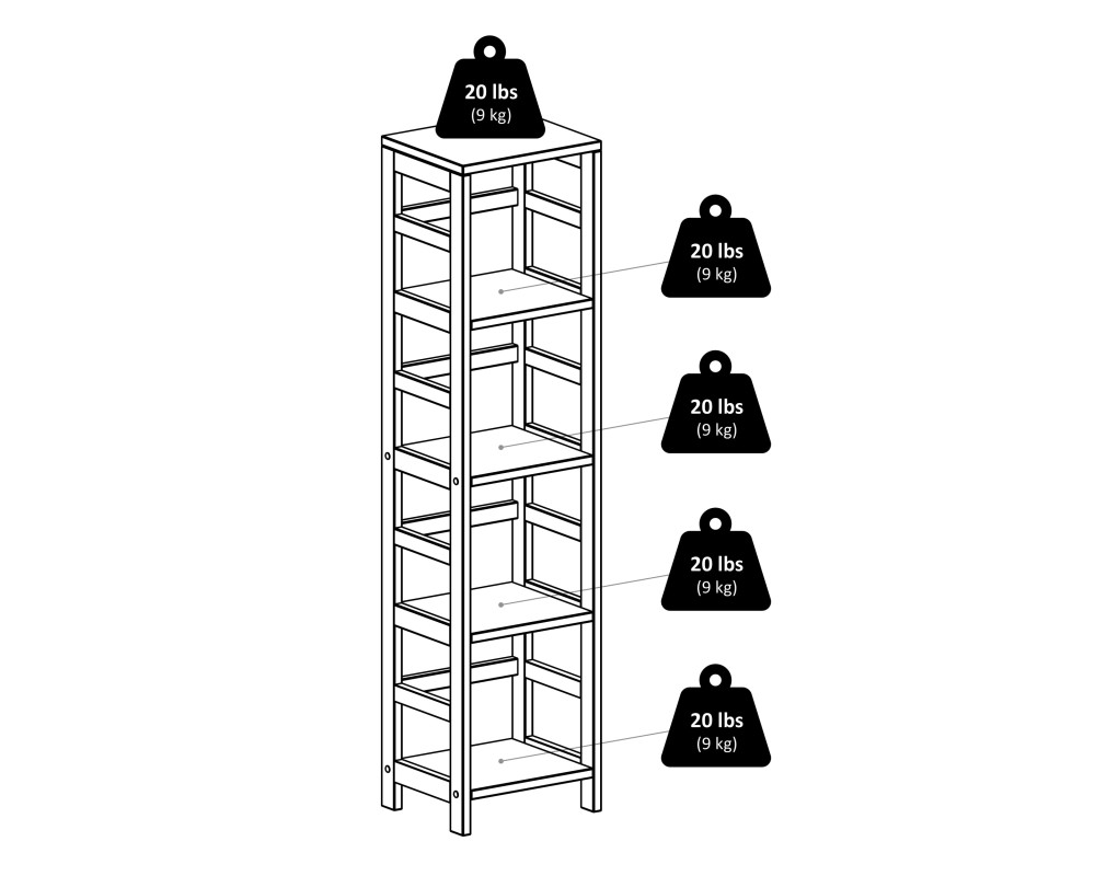 Capri 4-Section Tall Storage Shelf with 4 Foldable Fabric Baskets, 55' High, 13' Wide, Espresso and Beige