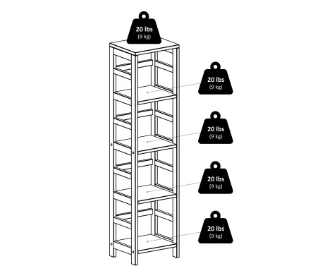 Capri 4-Section Tall Storage Shelf with 4 Foldable Fabric Baskets, 55' High, 13' Wide, Espresso and Beige