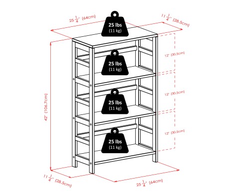 Capri 3-Section Storage Shelf with 6 Foldable Fabric Baskets, 42' High, 25' Wide, Espresso and Beige