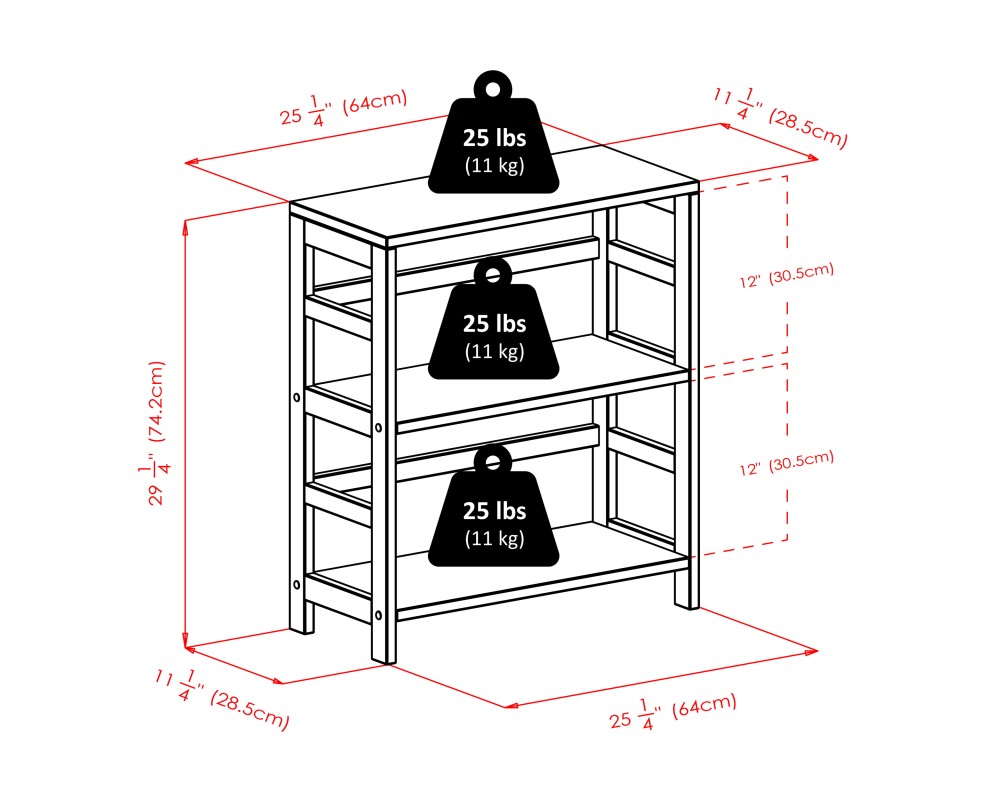 Capri 2-Section Storage Shelf with 4 Foldable Fabric Baskets, 29' High, 25' Wide, Espresso and Beige