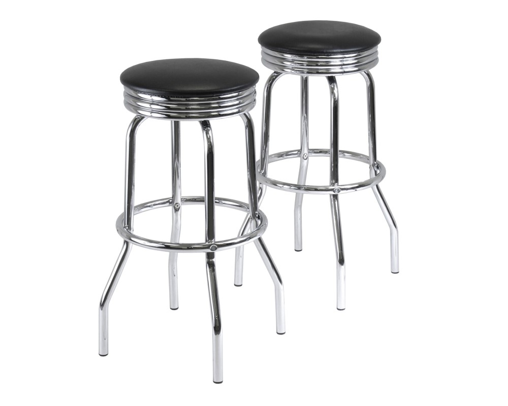 Summit 2-Pc Swivel Seat Stool Set, Black and Chrome
