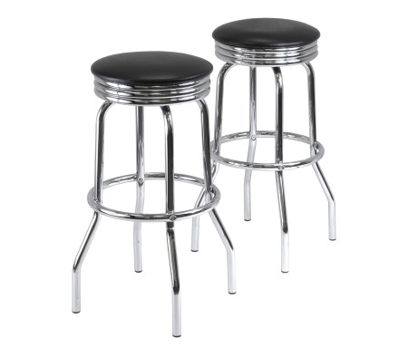 Summit 2-Pc Swivel Seat Stool Set, Black and Chrome