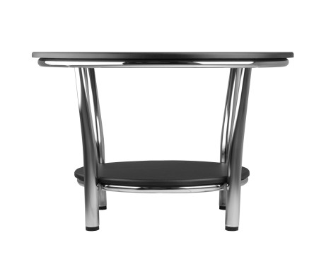 Maya Round Coffee Table, 19' High, 29' Wide, Black and Chrome