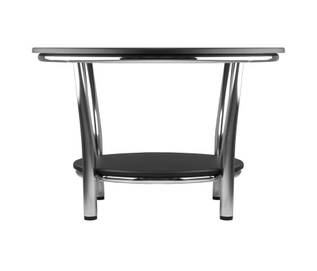 Maya Round Coffee Table, 19' High, 29' Wide, Black and Chrome