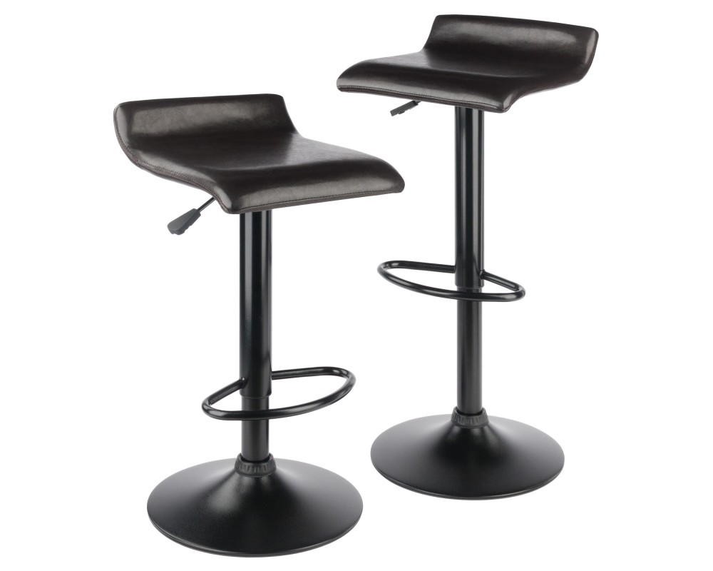 Paris 2-Pc Adjustable Swivel Stool Set, Black and Espresso