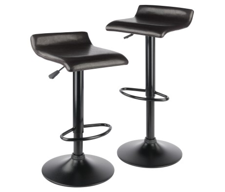 Paris 2-Pc Adjustable Swivel Stool Set, Black and Espresso