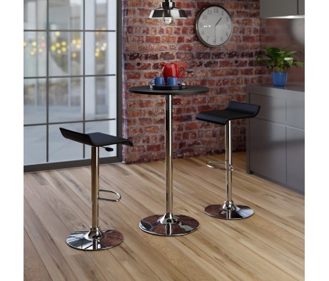 Spectrum 3-Pc Bar Height Table with 2 Adjustable Air Lift Backless Stools, Black and Chrome