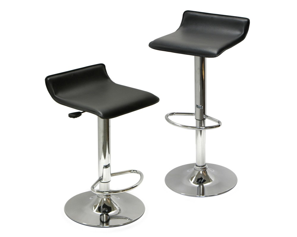 Spectrum 2-Pc Adjustable Swivel Stool Set, Black and Chrome