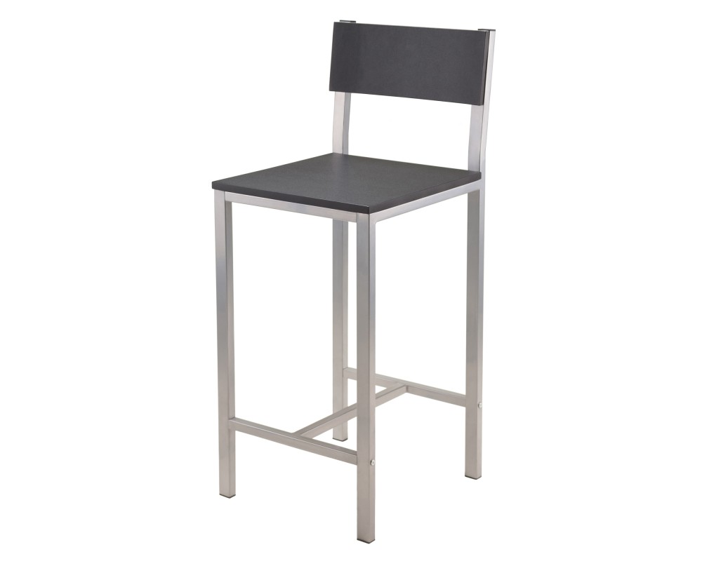 Hanley High Dining Table with 2 Stools, 38' High, 42' Wide, Black and Slate Gray