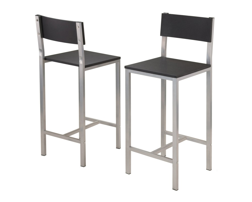 Hanley High Dining Table with 2 Stools, 38' High, 42' Wide, Black and Slate Gray