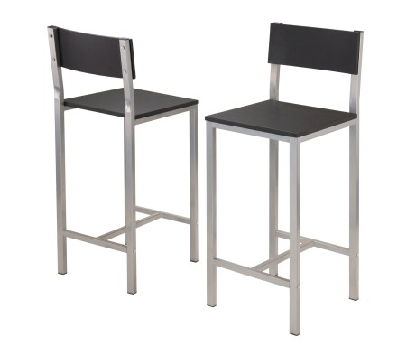 Hanley High Dining Table with 2 Stools, 38' High, 42' Wide, Black and Slate Gray