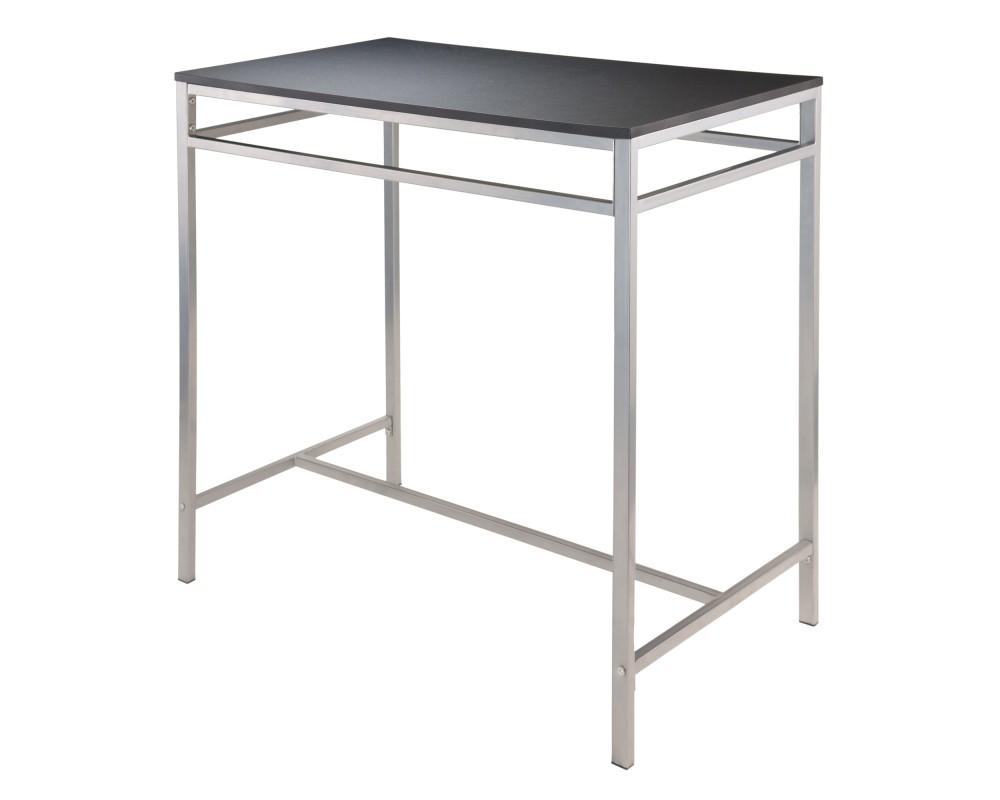 Hanley High Dining Table with 2 Stools, 38' High, 42' Wide, Black and Slate Gray