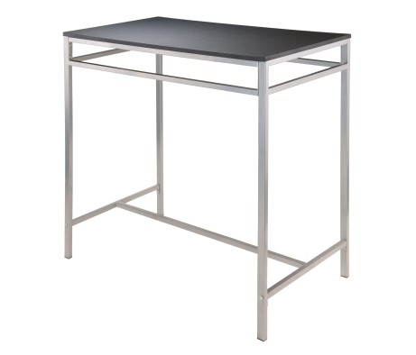 Hanley High Dining Table with 2 Stools, 38' High, 42' Wide, Black and Slate Gray