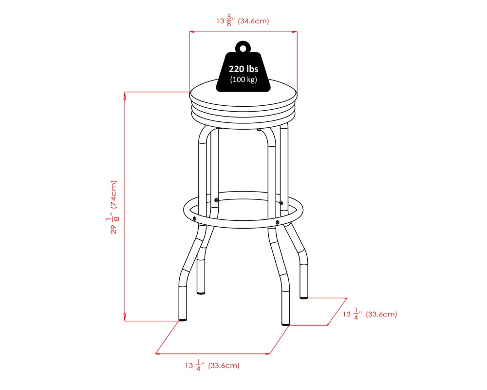 Summit 3-Pc Bar Height Table with 2 Swivel Seat Stools, Black and Chrome