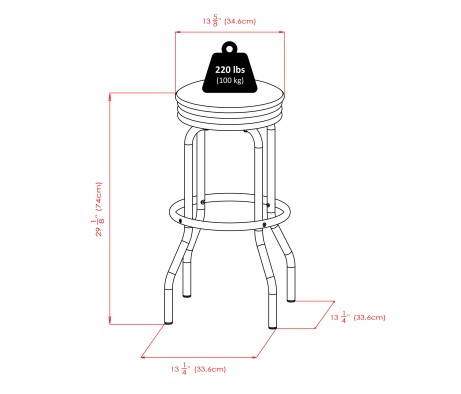 Summit 3-Pc Bar Height Table with 2 Swivel Seat Stools, Black and Chrome
