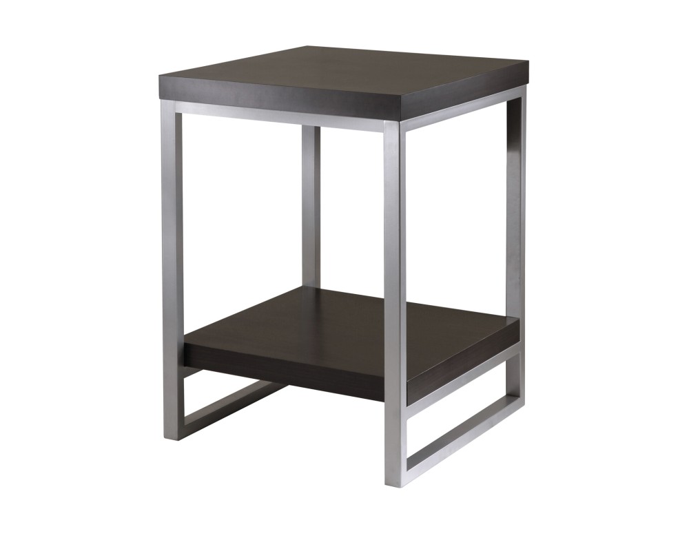 Jared 2-Shelf End Table, 18' Wide, 24' High, Espresso and Slate Gray