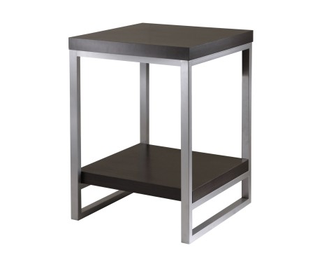 Jared 2-Shelf End Table, 18' Wide, 24' High, Espresso and Slate Gray