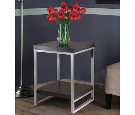 Jared 2-Shelf End Table, 18' Wide, 24' High, Espresso and Slate Gray