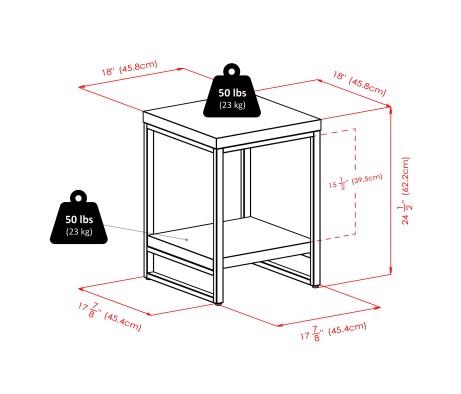 Jared 2-Shelf End Table, 18' Wide, 24' High, Espresso and Slate Gray