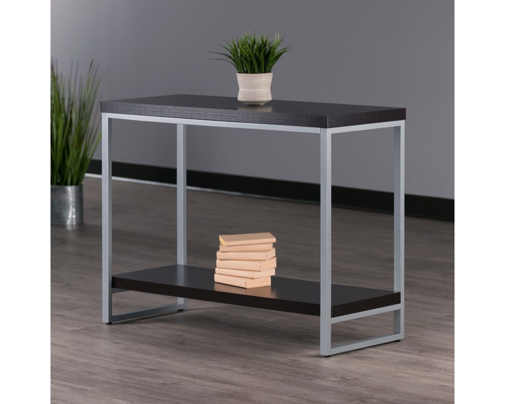 Jared 2-Shelf Console Table, 40' Wide, Espresso and Slate Gray