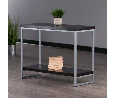 Jared 2-Shelf Console Table, 40' Wide, Espresso and Slate Gray