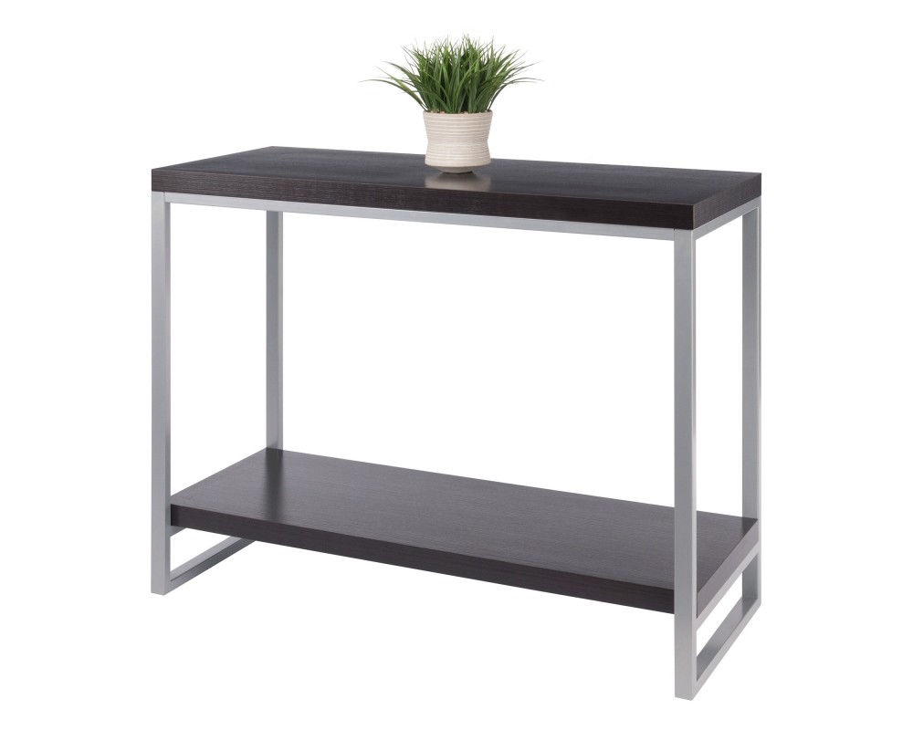 Jared 2-Shelf Console Table, 40' Wide, Espresso and Slate Gray