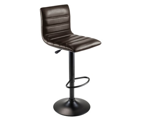Holly Adjustable Swivel Stool with Faux Leather Seat and Backrest, 44' High, Espresso and Black