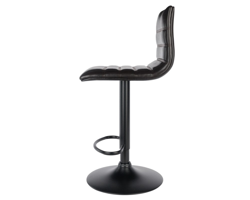 Holly Adjustable Swivel Stool with Faux Leather Seat and Backrest, 44' High, Espresso and Black