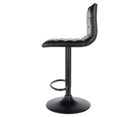 Holly Adjustable Swivel Stool with Faux Leather Seat and Backrest, 44' High, Espresso and Black